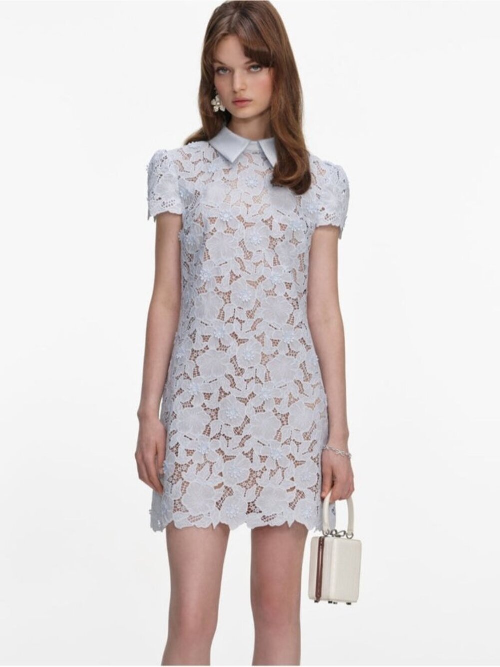 NWOT Self-Portrait BLUE GUIPURE LACE MINI DRESS